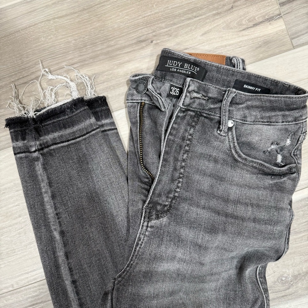 Judy Blue Charcoal Short Skinny Jeans - Picture 7 of 8